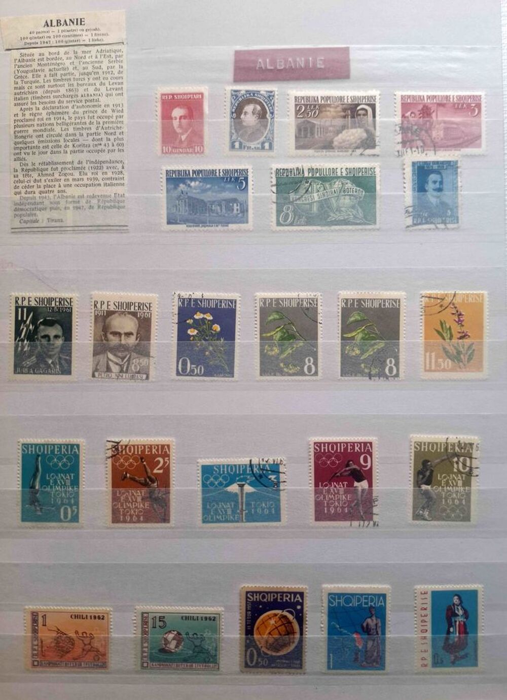 S&eacute;rie de timbres de collection d'Albanie 