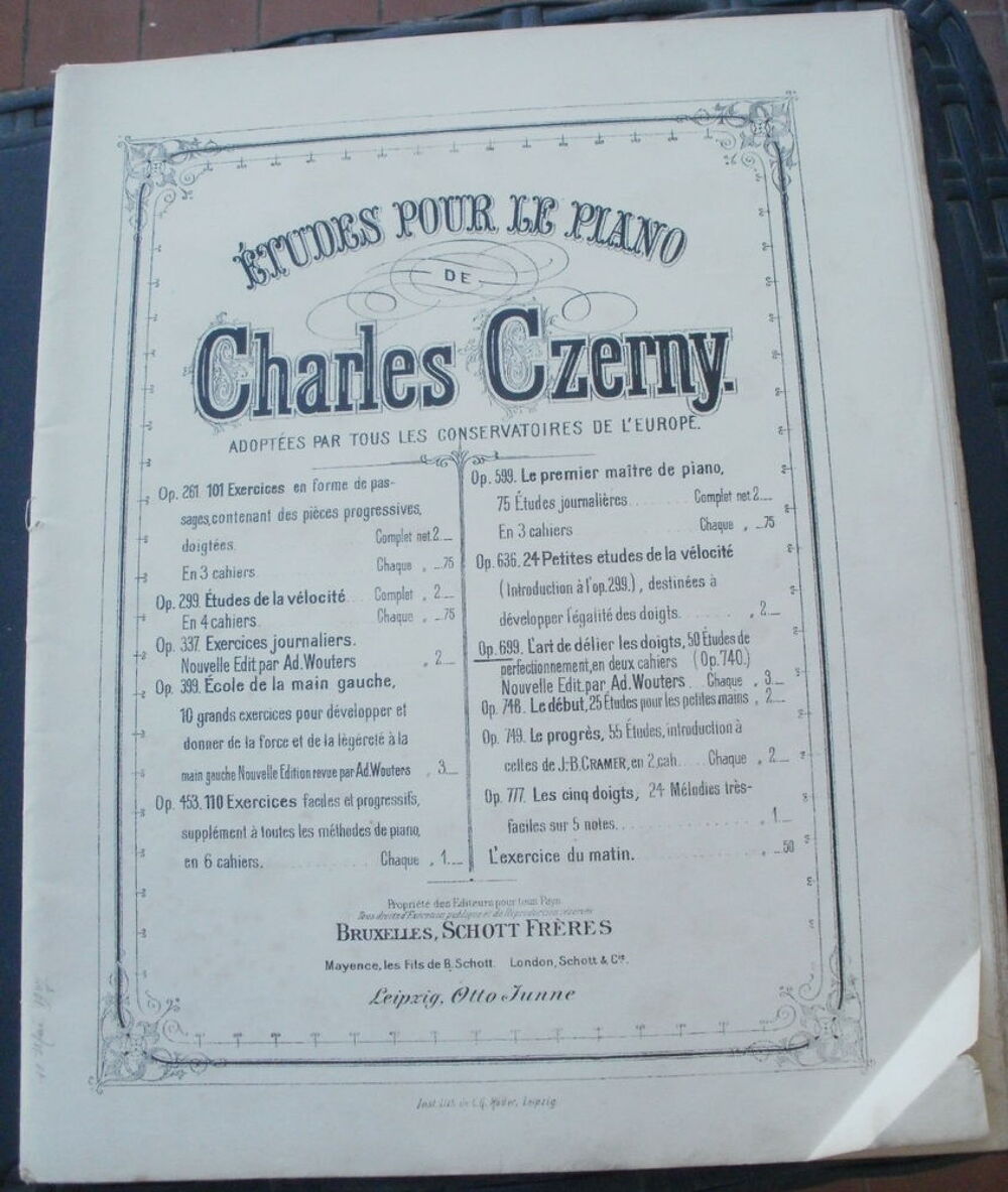 Etudes pour le piano de Charles CZERNY Livres et BD