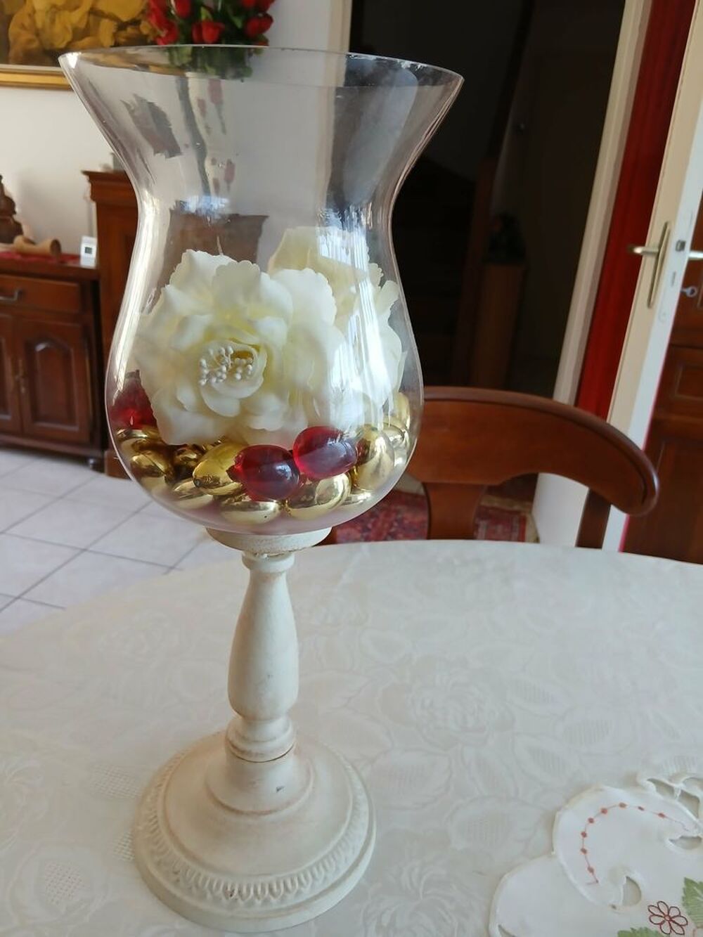  Grand vase photophore ancien forme tulipe verre N&deg; 1451 Décoration