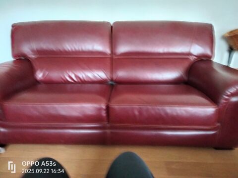 Canap� en cuir bordeaux 3 places 300 Arni�res-sur-Iton (27)