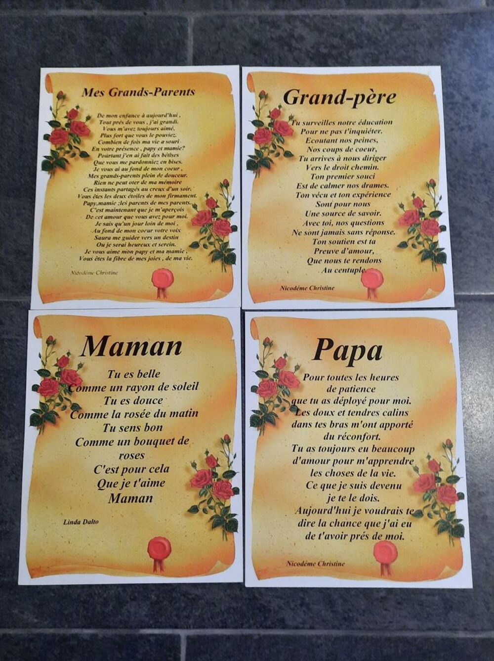 Grande carte texte maman - papa - grand p&egrave;re - grand parents Dcoration