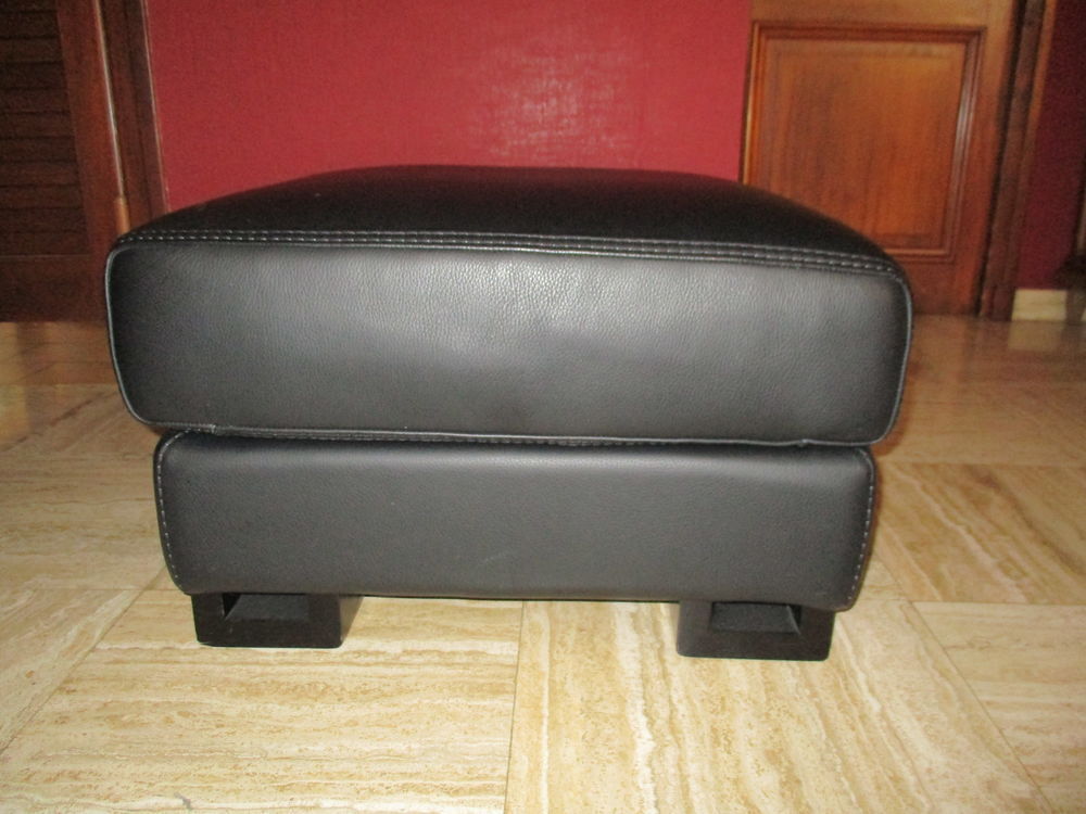 Pouf Noir Cuir Roche Bobois Meubles