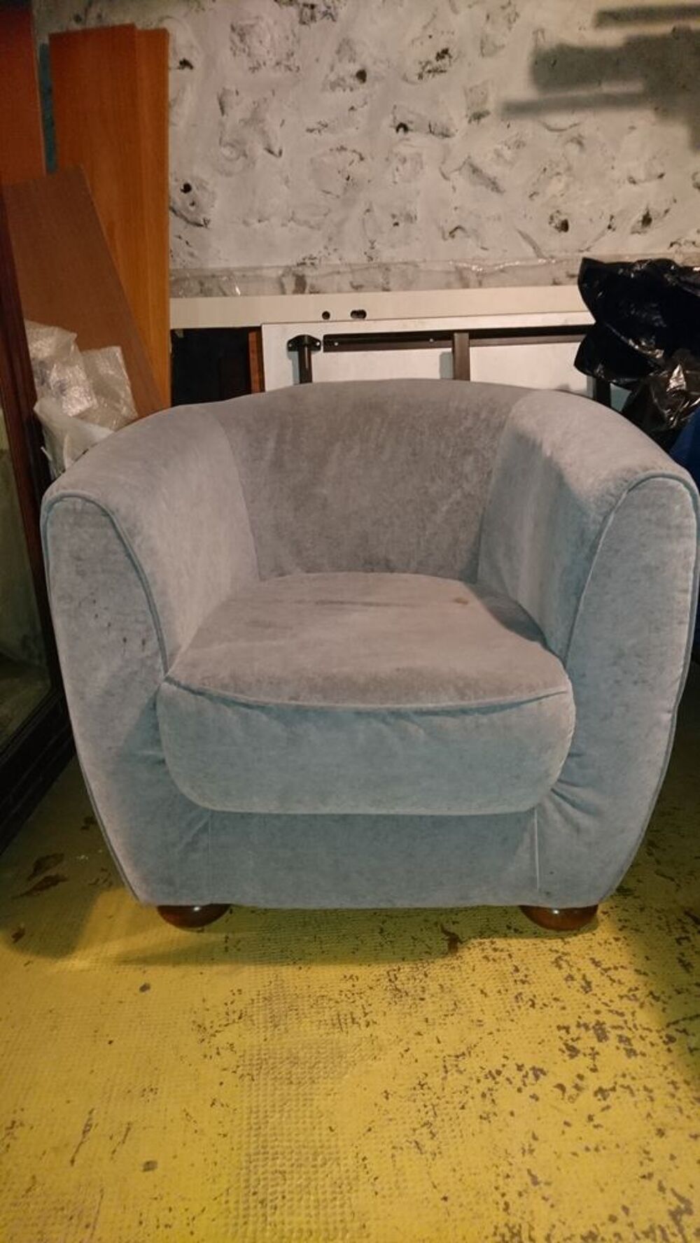 Fauteuil velours bleu gris Meubles