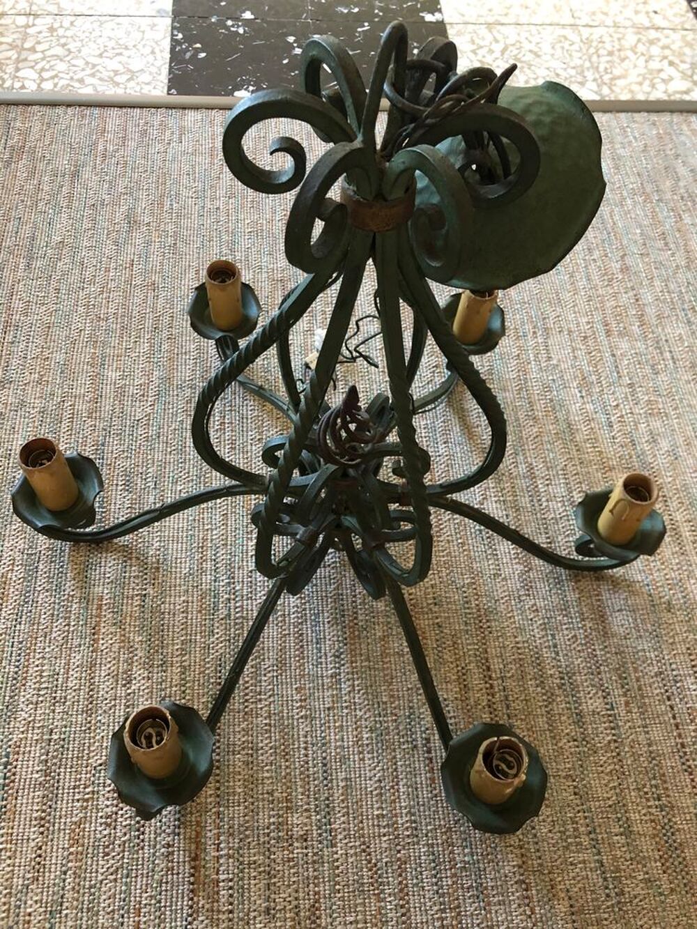 Lustre chandelier fer 6 ampoules Décoration