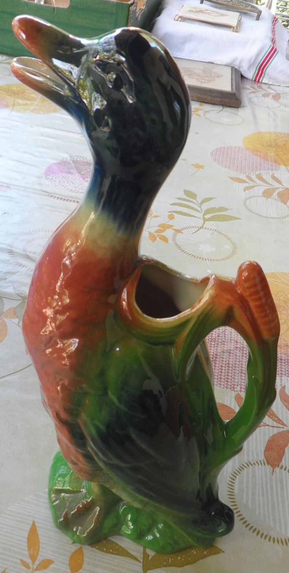 Pichet vintage en forme de canard barbotine Saint Cl&eacute;ment Décoration
