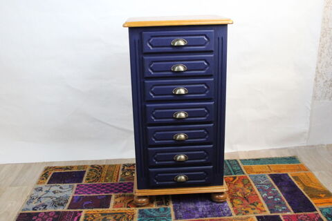 SEMAINIER VINTAGE 7 TIROIRS BLEU NUIT 1960 FRANCE 280 Malataverne (26)