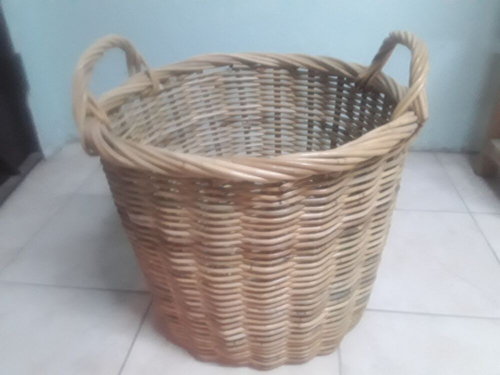 PANIER OSIER NATUREL 2 ANSES GRANDE TAILLE Meubles