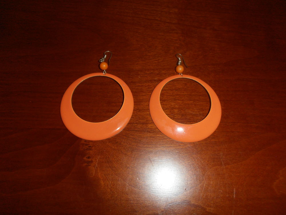 Boucles d'oreilles anneaux orange 3 (28b) Bijoux et montres