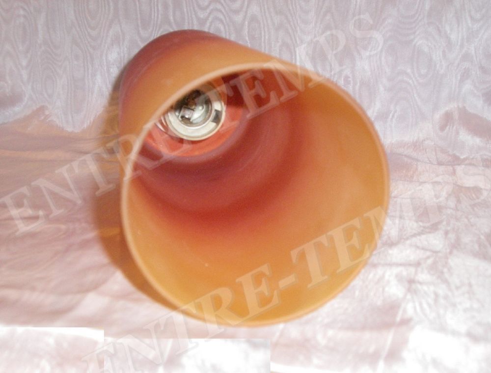2 GRANDES SUSPENSIONS EN VERRE CYLINDRIQUE ORANG&Eacute; BAR SEVENT Décoration