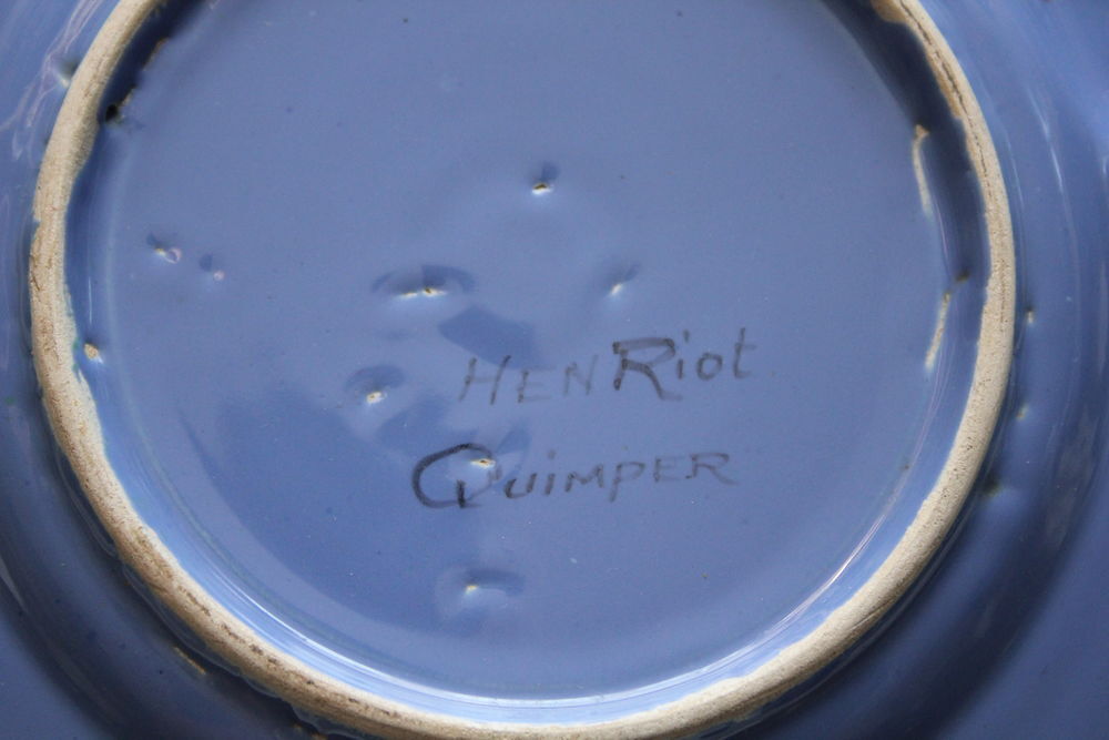 Assiette c&eacute;ramique HENRIOT Quimper poisson Sole Décoration