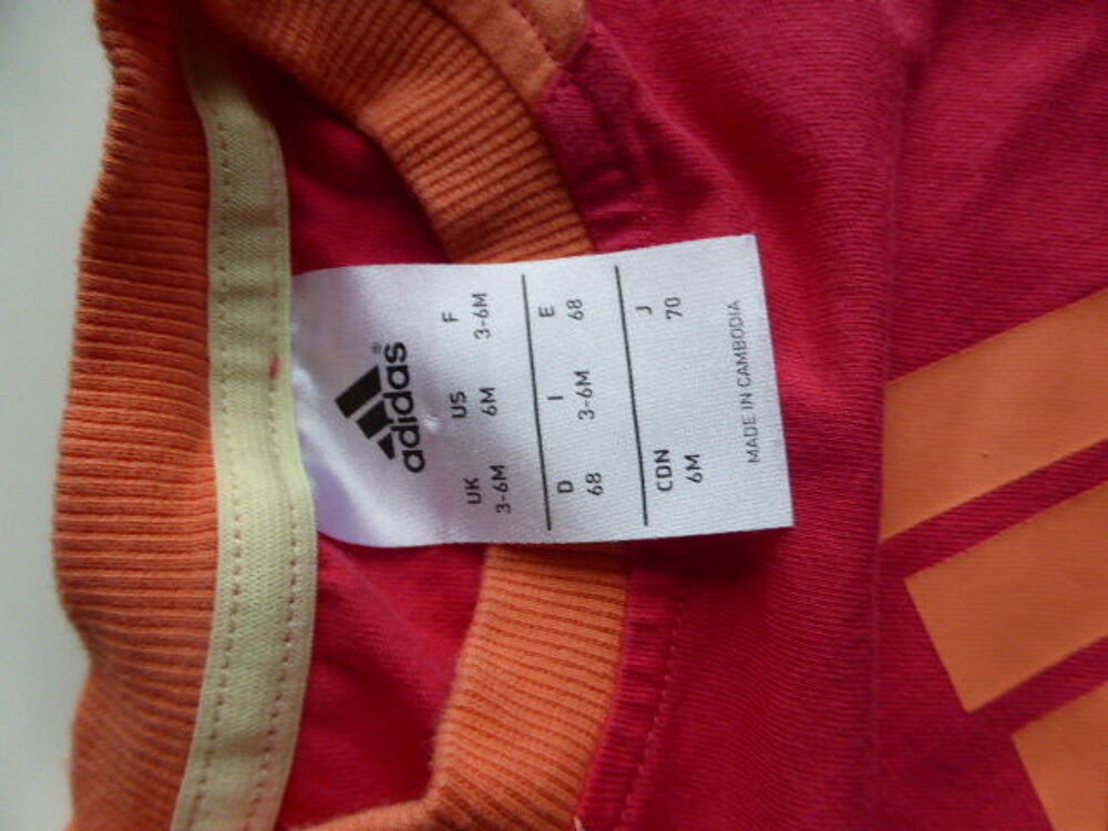 ADIDAS tee-shirt orange rouge 3 - 6 mois Vêtements enfants