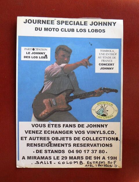 Affichette journ�e sp�ciale Johnny HALLYDAY - Club Lobos 4 Argenteuil (95)