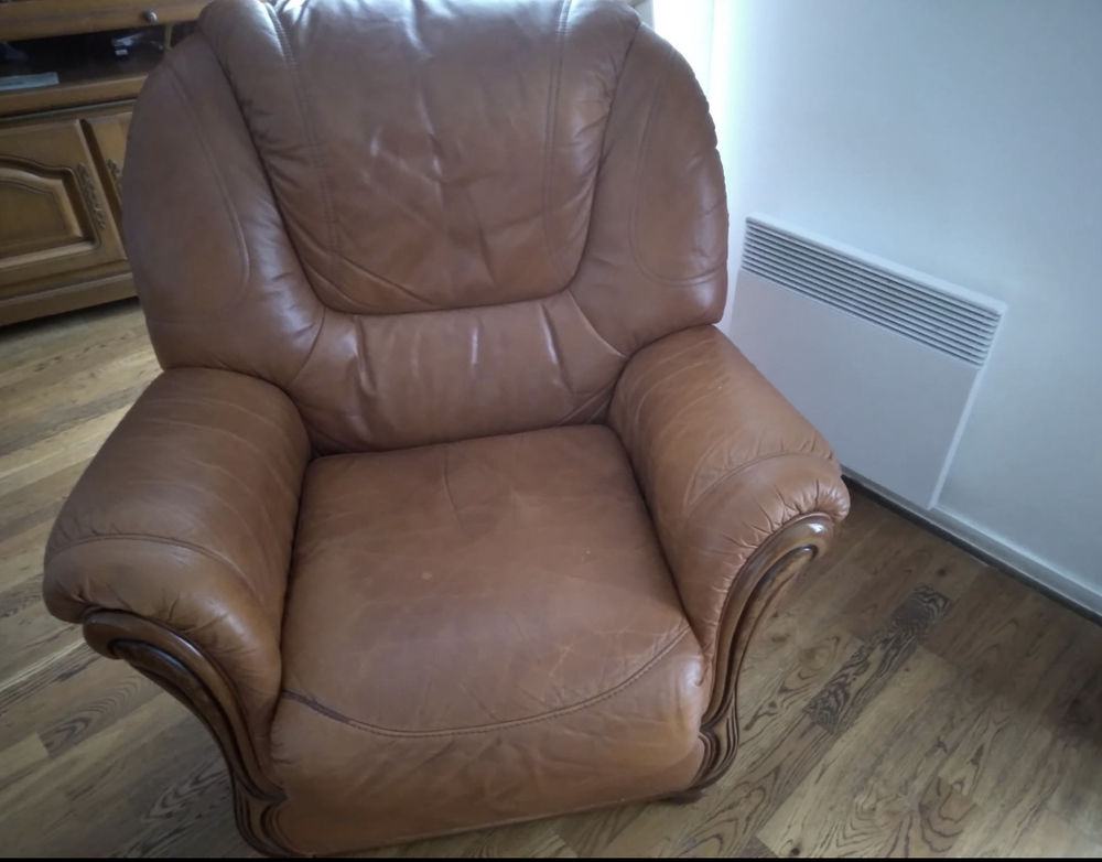 Ensemble fauteuil + canap&eacute; cuir convertible Meubles