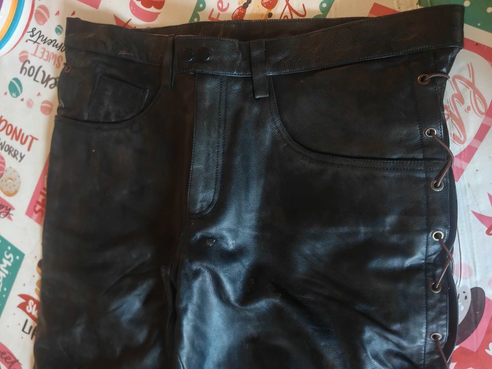 pantalons en cuir motard biker homme 42 Vtements