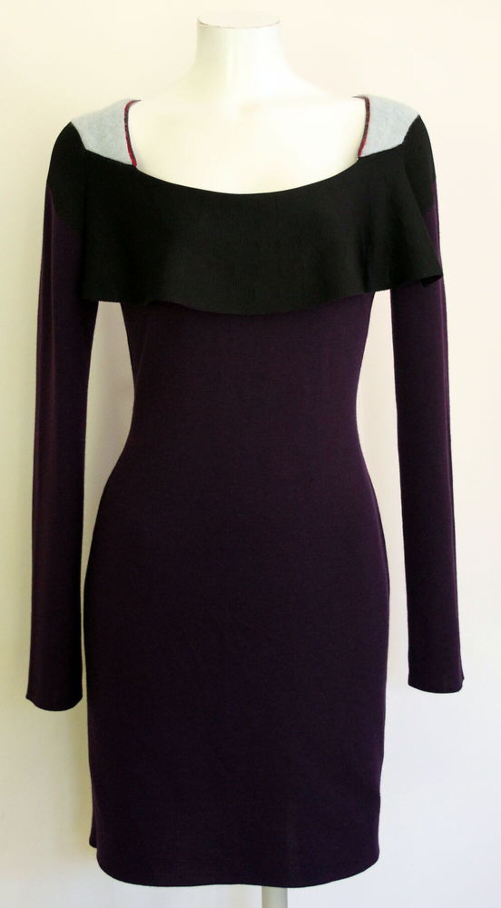 Robe maille violine et noir SONIA RYKIEL T.40. Vêtements
