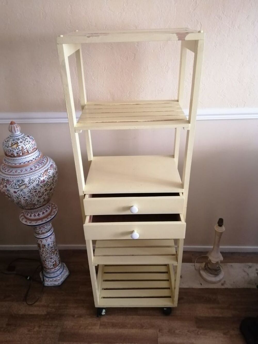 Petit meuble &eacute;tag&egrave;re cuisine en bois clair Meubles