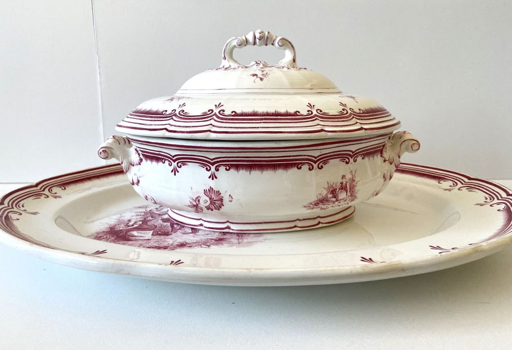 L&eacute;gumier Fa&iuml;ence Fine Paris France Cr&ecirc;tes Roses B&amp;Cie Barlue Décoration
