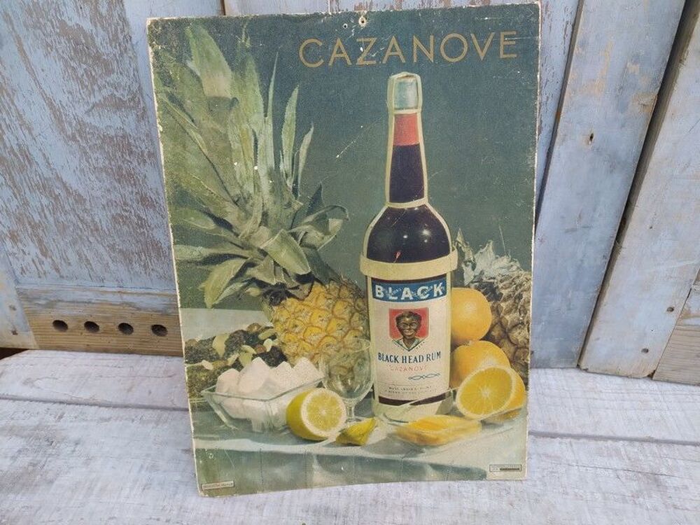 Ancien Carton Publicitaire Rhum Black Head Rum Cazanove 
