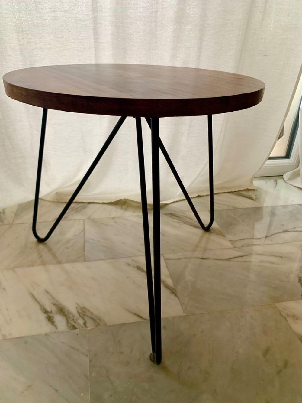 Jolie table basse bois et fer forg&eacute; Décoration