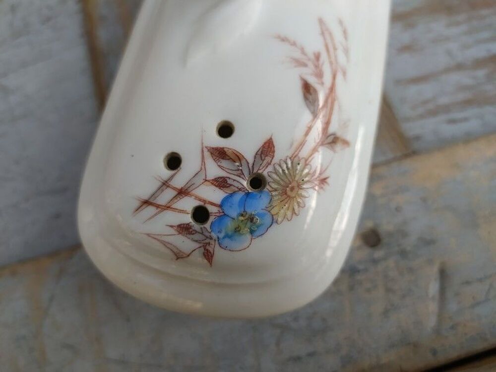 Ancienne Boite Porte Brosse &agrave; Dent Porcelaine Th&egrave;me Floral 
