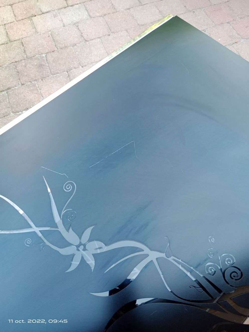 Table basse noire verre tremp&eacute;e inox Meubles