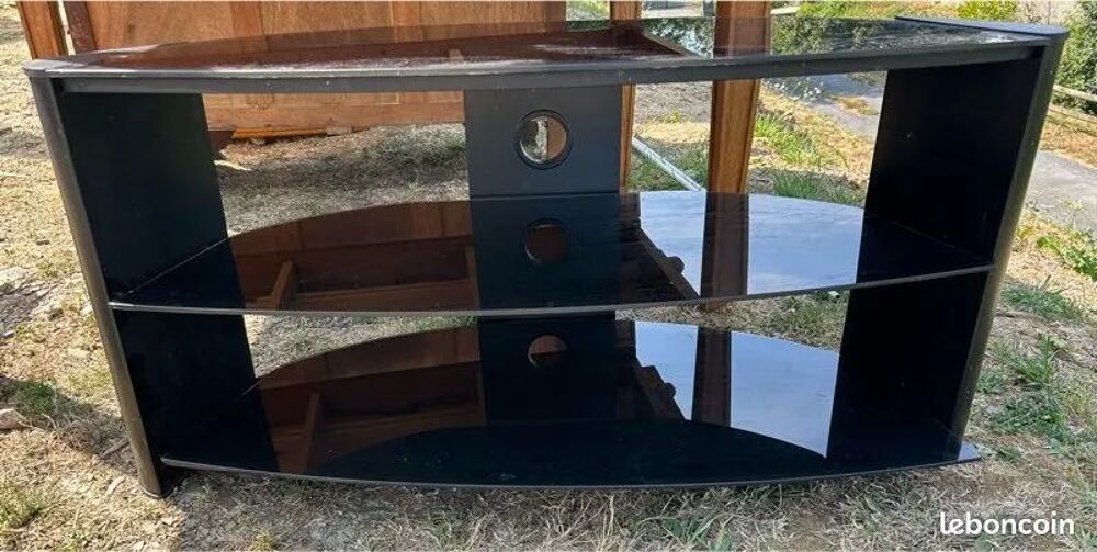 meuble TV avec &eacute;tag&egrave;res en verre Meubles
