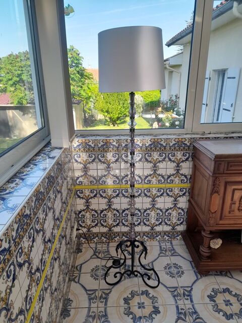 Lampadaire ancien en verre et mtal 35 Boux (16)