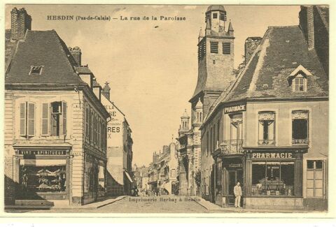 t  62 -  HESDIN- La rue de la Paroisse.  (animation) 4 Doullens (80)