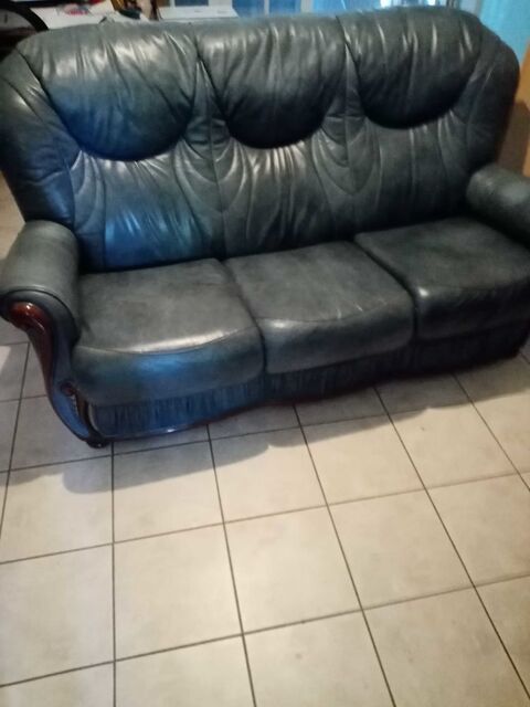 canap� 3 places en cuir bleu 160 Cholet (49)