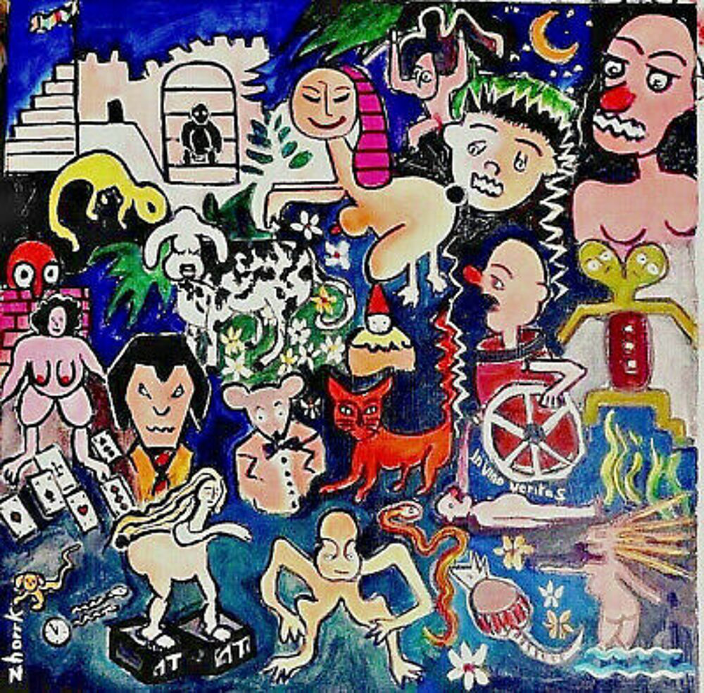 TABLEAU ART BRUT ZHORRK " IN VINO VERITAS ' Décoration