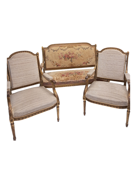 Salon ancien, banquette et fauteuils style Louis XVI 580 Château-l'Évêque (24)