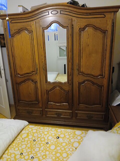 Armoire en Bois chne massif Sculpt avec Miroir 200 Senozan (71)