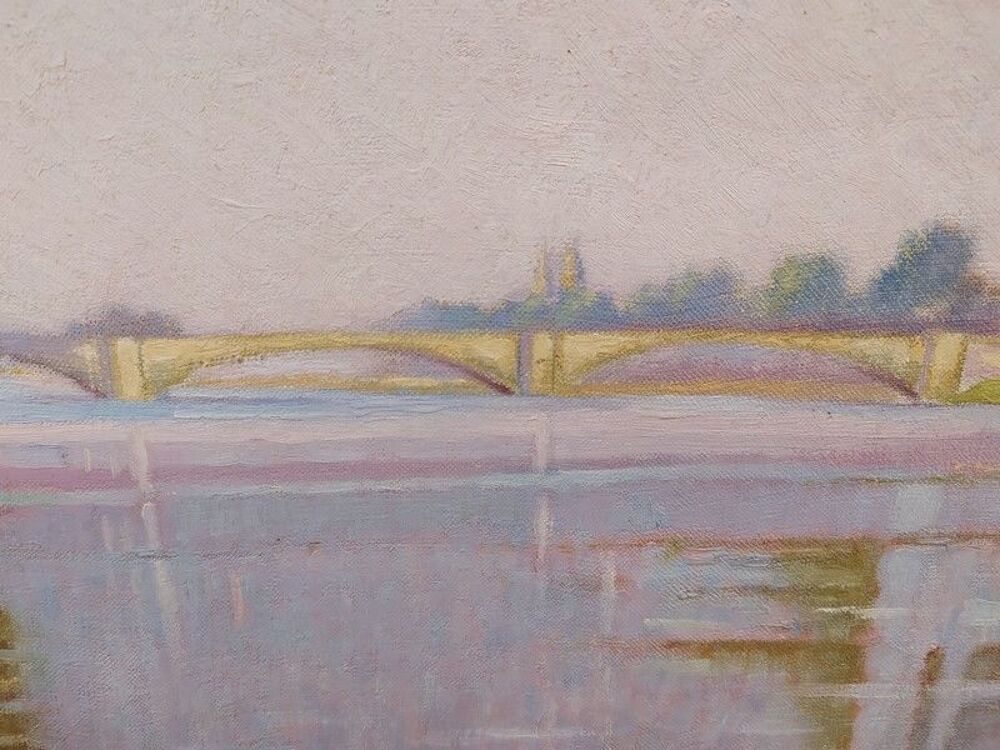 Tableau Fauviste Tours Vu de la Loire Andr&eacute; Jacquet 1943 Décoration