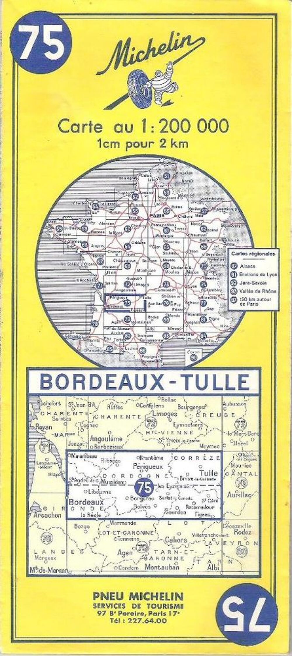 Carte routi&egrave;re Michelin n&deg; 75 Bordeaux - Tulle Livres et BD