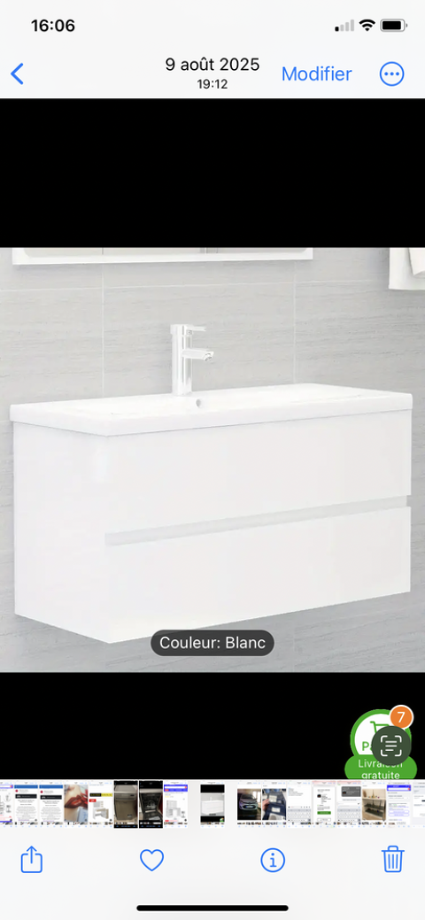  Meuble de salle de bain neuf, blanc laqu� 50 Serris (77)