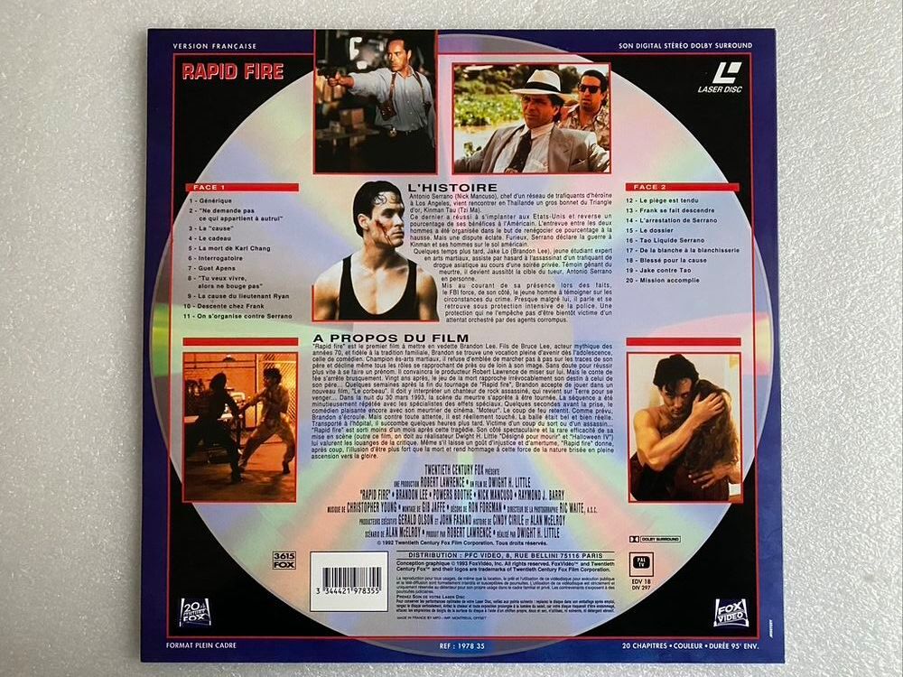 Rapid Fire _ Brandon Lee _ Laserdisc _ Pal VF DVD et blu-ray