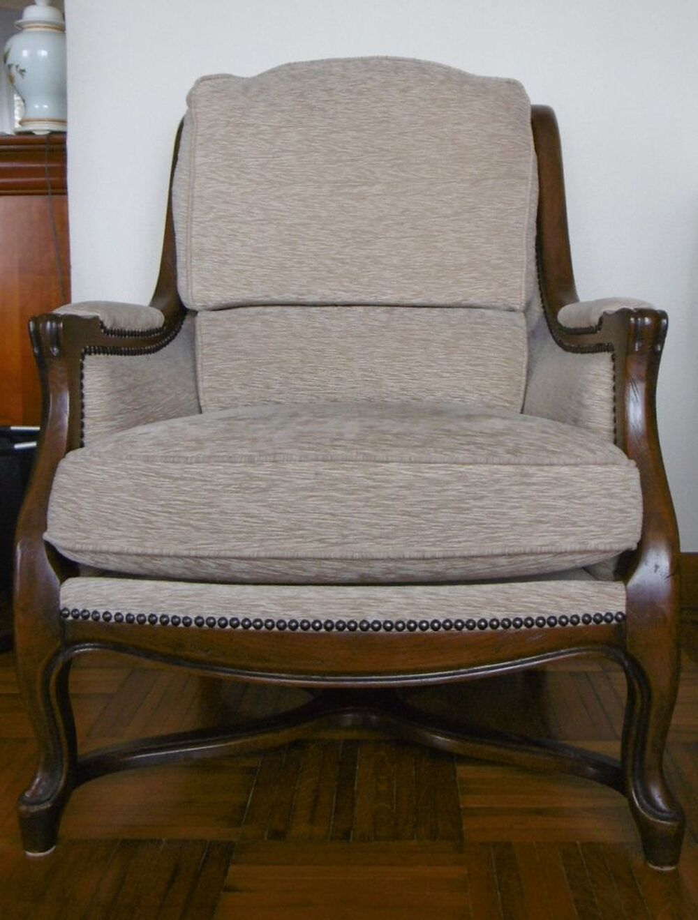 Canap&eacute; et 2 fauteuils Bois et tissu Meubles