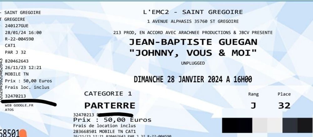 Concert Jean Batiste Guegan Billetterie