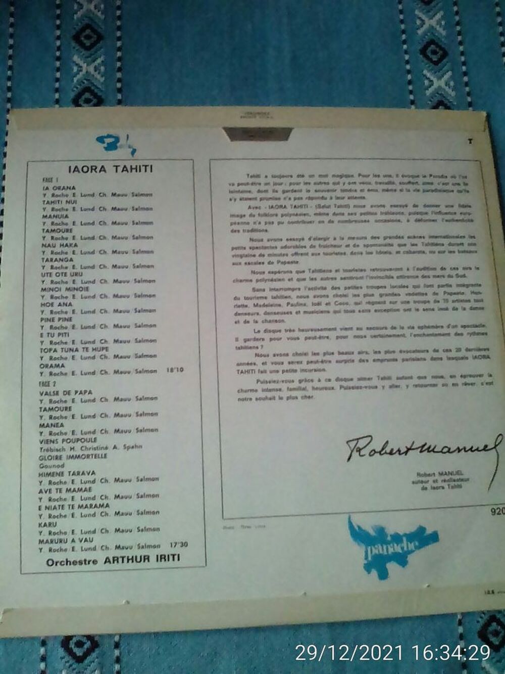 Vinyle 33T CHANTS TAHITIENS - IAORA TAHITI CD et vinyles