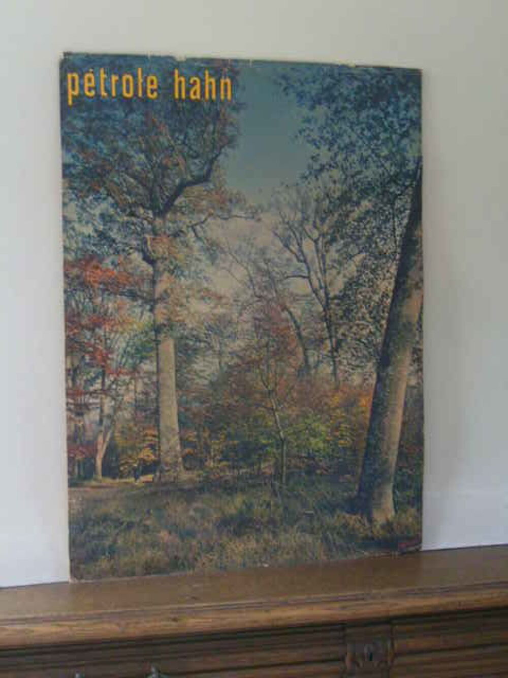 Grande affiche cartonn&eacute; ancienne pub"P&eacute;trole Hahn"avec cadre 