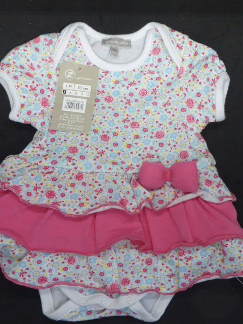Grain de bl&eacute; Robe body rose fleurie &eacute;t&eacute; 1 mois Vêtements enfants