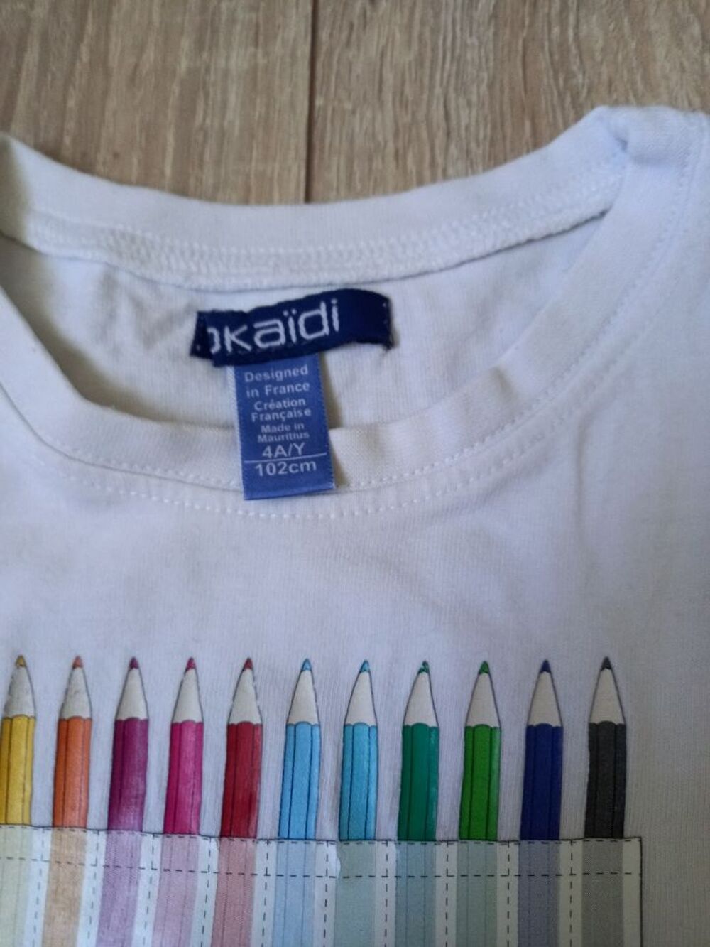 Tee-shirt manches longues blanc marque Okaidi taille 4 ans Vêtements enfants