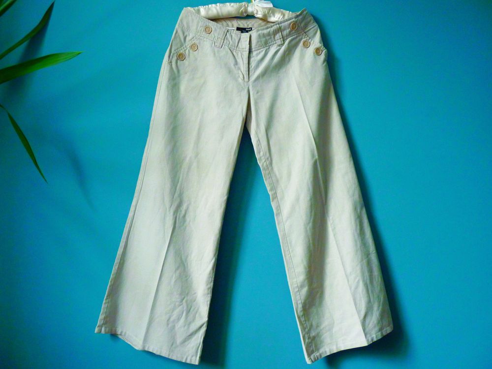 Pantalon H&amp;M Femme 36 S lin beige TBE Vtements