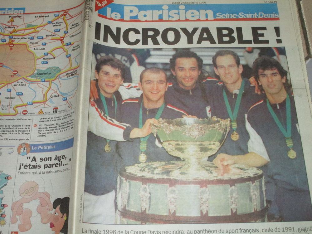  JOURNAL 1996"FRANCE GAGNE COUPE DAVIS" NOAH-FORGET-PIOLINE 