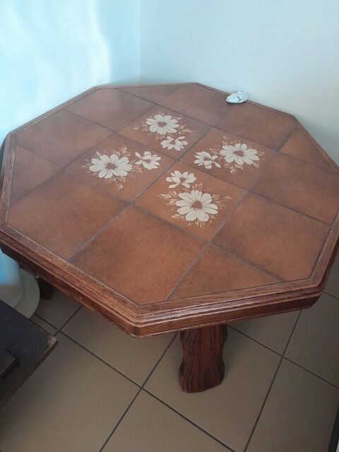 A saisir table basse carrel�e ch�ne plus lampadaire ancien 65 Nomain (59)