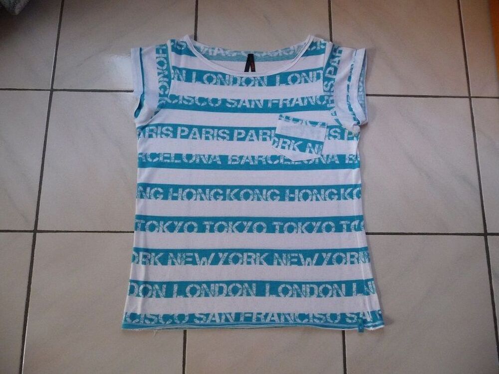 Tee-shirt rayures turquoise/blanc Taille M Vêtements