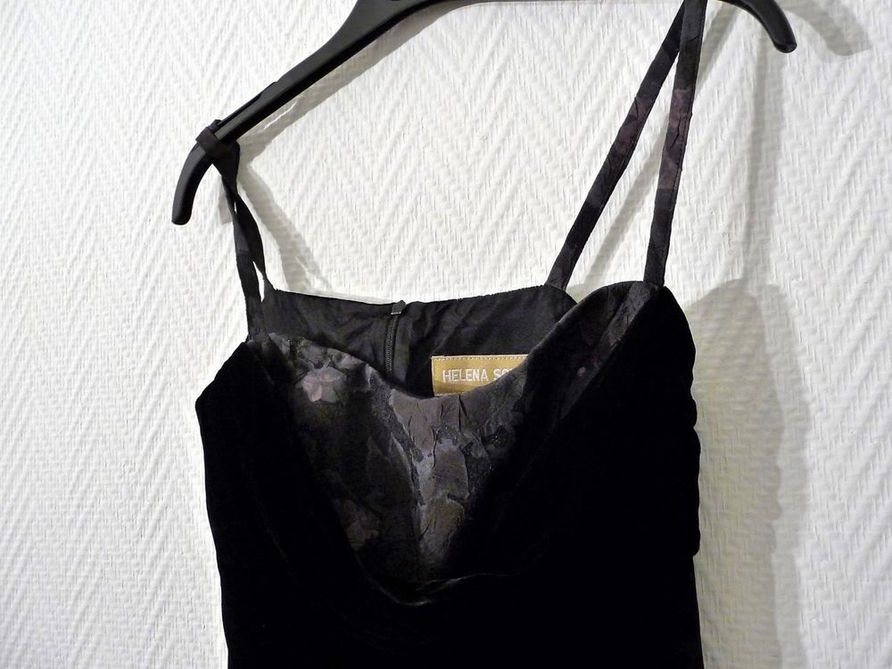 Top &agrave; Bretelles en Soie et Velours Noir- Helena Sorel Vêtements