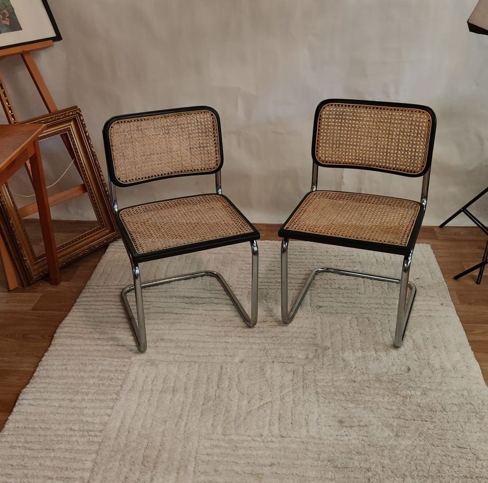 Chaise Cesca B32 noire de Marcel Breuer, Italie Meubles
