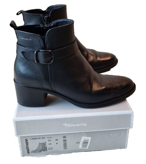 Bottines femme cuir noir Marque TAMARIS 35 Grande-Synthe (59)