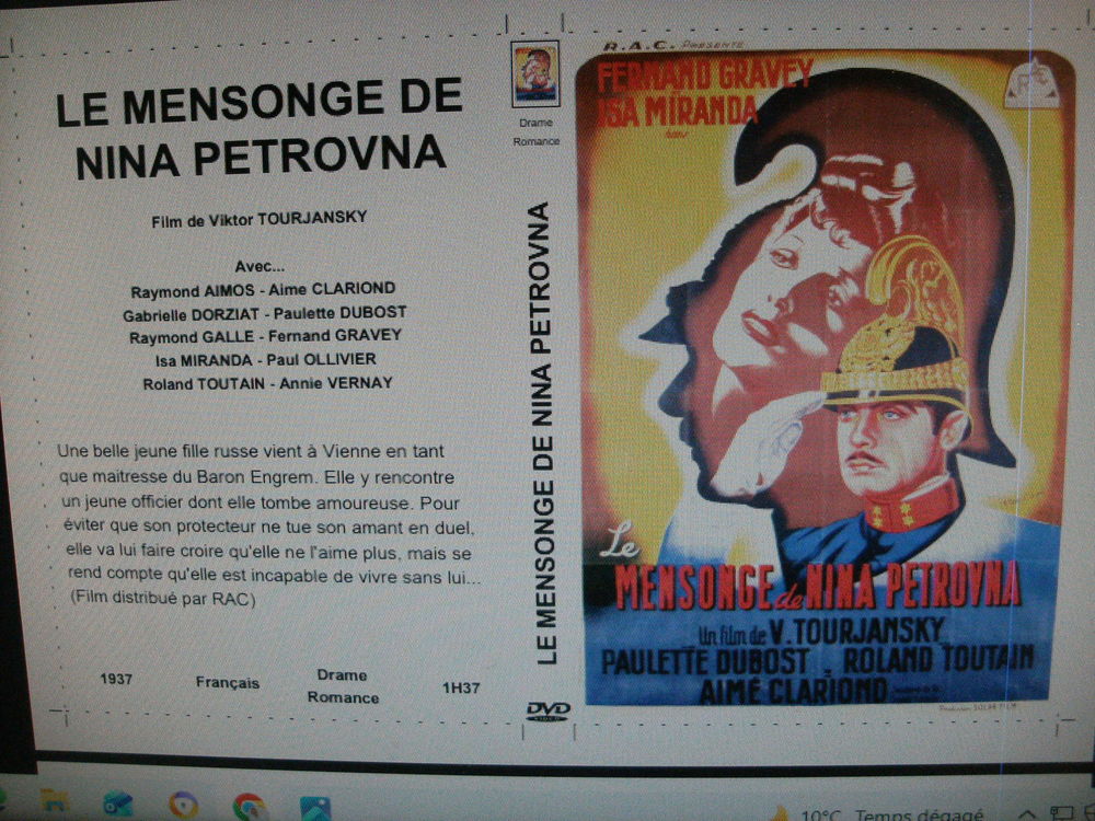 Rare film : " Le mensonge de Nina Petrovna " DVD et blu-ray